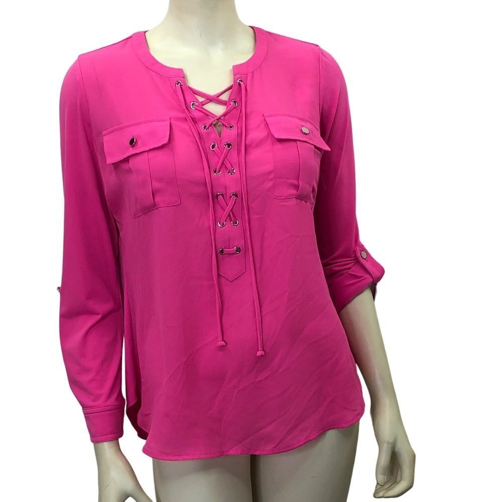 NYGARD $59 ROLL TAB SLEEVE BLOUSE PET SM NEW WITH TAG